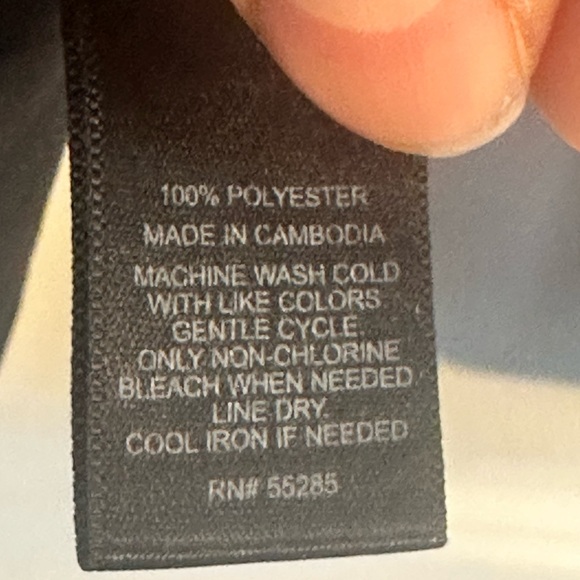 Express The Portofino Black & White Polka Dot Button Up Tab Sleeve Shirt, Small - Picture 4 of 7